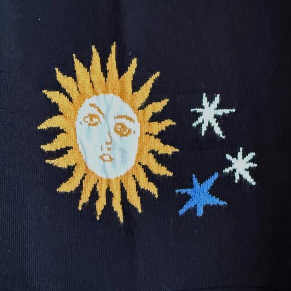 Never Fully Dressed Knit Pants XXL Running Wild Black Leopard Sun Stars Wide Leg - Picture 9 of 12